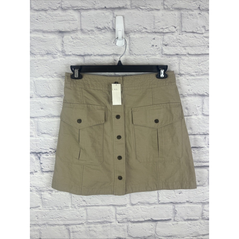 Banana Republic NWT Preppy Coastal Linen Blend Cargo Khaki Skirt Size 10 - Picture 1 of 8
